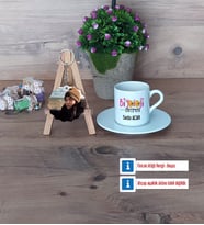 Biyoloji Öğretmeni Türk Kahvesi Fincanı Ahşap Altlıklı ve Fotoğraflı Ahşap Anahtarlık Hediye (Model 2)