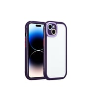 Apple iPhone 14 Uyumlu Kılıf Kamera Korumalı Renkli Kenar ve Çerçeve Tasarımlı Zore Vitamin Kapak (Koyu Mor)