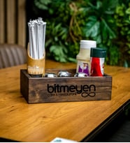 Restoran & Cafe & Barlara Özel Logolu Doğal Ahşap Dispenser Düzenleyici Model-2