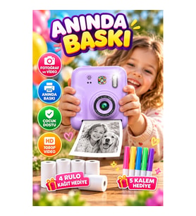 Eğitici Çocuk Kamerası Anında Fotoğraf Baskılı Termal Yazıcılı Fotoğraf ve Video Kamera 4 Rulo Kağıt