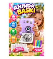 Eğitici Çocuk Kamerası Anında Fotoğraf Baskılı Termal Yazıcılı Fotoğraf ve Video Kamera 4 Rulo Kağıt