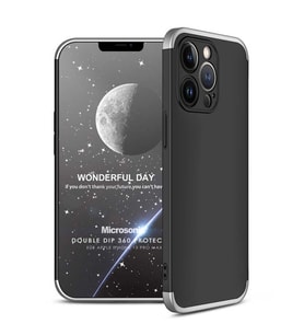 Microsonic Apple iPhone 13 Pro Max Kılıf Double Dip 360 Protective Siyah Gri