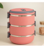 3'lü Sefer Tası Saklama Kabı 1.8 L Koyu Pembe