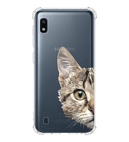 Samsung Galaxy A10 Uyumlu Köşe Korumalı Antişok Kapak Catface Tasarımlı Şeffaf Silikon Kılıf