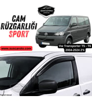 Vw Transporter T5-T6 2004-2024 Uyumlu Mugen Cam Rüzgarlığı Seti Piano Black 2'li İthal Parlak Siyah