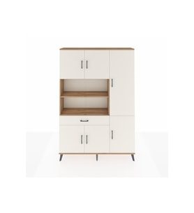 Arges Dolap 10 Raflı Tek Çekmeceli 6 Kapaklı 132x30x195 Çam-Aytaşı/Aytaşı