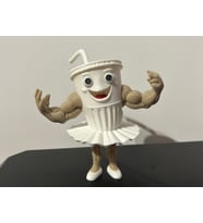 Kaslı Milkshake Figürü - 3D Yazıcı Bale Yapan Güçlü İçecek Biblo - Esprili Sporcu Dekoru