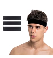 Spor Saç Bandı Sporcu 3lü Erkek Kafa Bandı Headband Tenis Gym Ter Bantı Spor Fitness Saç Bantları Yoga Crossfit Bisiklet Koşu Yürüyüş Erkekler İçin Süper Penye Esnek Canlı Likralı İddia Geniş Alın Bandı (Siyah)