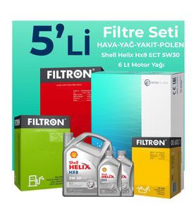 Filtron Chevrolet Captiva 2.0 Dizel Filtre Bakım Seti Shell Motor Yağlı (2011-2018) 5 Li