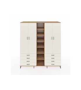 Kronos Dolap 10 Raflı 8 Çekmeceli 2 Askılı 220x59x243 Çam-Aytaşı/Aytaşı