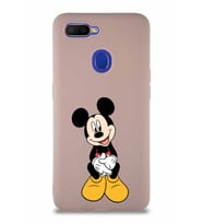 Oppo AX7 Soft Premier Kapak Mickey Mouse-A Tasarımlı Silikon Kılıf - Pudra (Şeffaf)