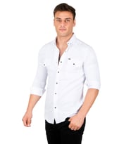 DeepSEA Erkek Beyaz Slim Fit Dar Kesim Pamuklu Spor Gömlek Çıtçıtlı Likralı Gabardin Gömlek 2300421