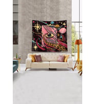 Siyah Göz Desenli Leke Tutmaz Kadife Kumaş Duvar Örtüsü Duvar Halısı Tapestry (Çok Renkli)