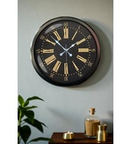 River World Duvar Saati 52 cm  Metal Roma Rakamlı Siyah