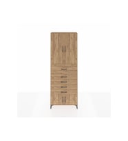 Arges Dolap 3 Raflı 5 Çekmeceli 4 Kapaklı 88x30x243 Çam-Çam
