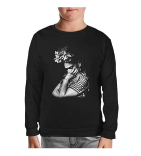 Frida Kahlo Siyah Çocuk Sweatshirt