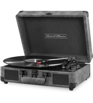 Master St14012 Retro Pikap - Bluetooth Ve Şarj Özellikli - Özel Dış Kaplama - Tüm Plakları Çalabilme (Siyah/Gri Deri)