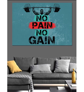 No Pain No Gain Motivasyon Yazısı Dekoratif Kanvas - Mdf Ahşap Tablo