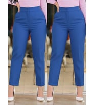 Kadın üste Oturan Paçası Bilek üzerinde Biten Krep Kumaş Pantolon 36 (S) - 50 (5XL)