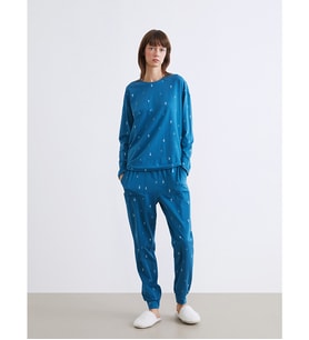 LCW DREAM Turkuaz Beli Lastikli Baskılı Kadın Jogger Pijama Altı