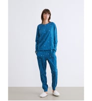 LCW DREAM Turkuaz Beli Lastikli Baskılı Kadın Jogger Pijama Altı