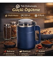 Paslanmaz Çelik 8 Bıçaklı 500ml Baharat ve Kahve Öğütücü Kahve Değirmeni Bakliyat Öğütücü