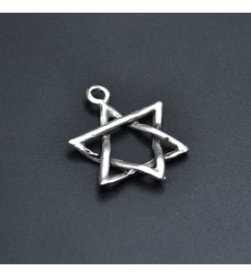 Minimal Pentagram Kolye Ucu - Antik Gümüş Kaplama - Kod:94