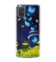 Samsung Galaxy A51 Kılıf Desenli Silikon Güzel Kılıf Neon Butterflys 1309