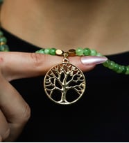 Doğal Taş Yeşil Akik Yeşil Jasper Doğal Taşlı Hayat Ağacı Kadın Kolye Huzur Denge Ve Gelişim euk55yajyc