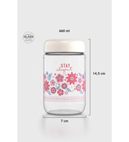 Renga Flora Desenli 660 ml Cam Kavanoz 132079 Bej