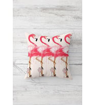 Flamingo Desenli Çift Tarafı Baskılı Gizli Fermuarlı Yastık Kılıfı Kırlent Koltuk Yastık Kılıfı (Beyaz)