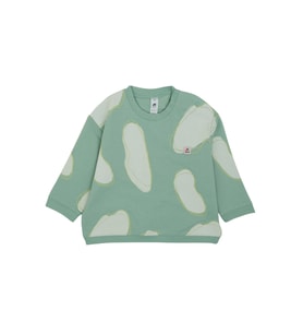Omzu Çıtçıtlı Bulut Baskılı Sweatshirt (Yeşil)
