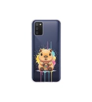 Samsung Galaxy A02s ile Uyumlu Splash Kapibara Tasarımlı Şeffaf Silikon Kılıf