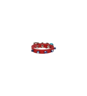 Cattie Gerçek Deriden El Yapımı Boncuklu Kedi Boyun Tasması 1x14-18cm - Red