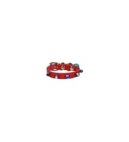 Cattie Gerçek Deriden El Yapımı Boncuklu Kedi Boyun Tasması 1x14-18cm - Red
