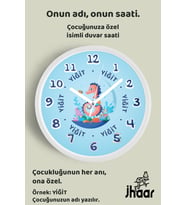 İsme Özel Sevimli Denizatı Çocuk Odası Duvar Saati Orta Boy 30 cm Beyaz Camlı Sessiz