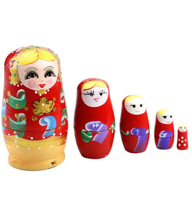 Doğal Ahşap Matruşka Bebek El Yapımı El Boyaması Nostaljik Vintage Dekoratif Hediyelik Süs 6'lı Seri