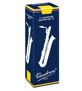 Vandoren SR2425 Traditional Mavi Kutu Bariton Saksafon Kamışı No: 2.5 (Orta Seviye) - 5'li Paket  Esnek Üfleme Tepkisi, Tutarlı Malzeme Kalitesi ve Zengin Harmonik İçerik