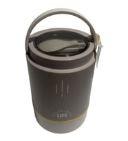 VAGONLİFE PASLANMAZ ÇELİK KULPLU TAŞINABİLİR 3 BÖLMELİ SİLİNDİR YEMEK KABI - LUNCH BOX VGN1266 900ML