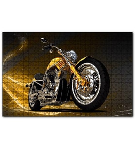 Cakapuzzle Sarı Chopper Motorsiklet  Puzzle Yapboz MDF (Ahşap) (120 Parça)