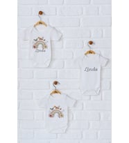 Pia Baby Premium %100 Pamuk İsme Özel Organik Baskılı Üçlü Set Çıtçıtlı Bebek Body Zıbın Modelleri 5078-18 (Ekru)