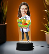 Doğum Günü Hediyesi,Sevgiliye Hediye, Kişiye Özel Fotoğraflı Diyetisyen Karikatür 3D Led Lamba (Beyaz)