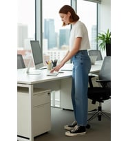 Kadın Açık Yüksek Bel Düz Paça Denim Pantolon Fonksiyonel Dayanıklı Kaliteli Konforlu Spor