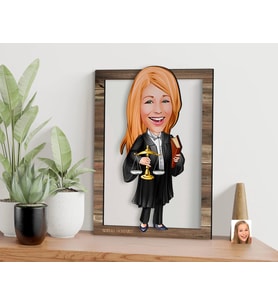 BK Gift Kişiye Özel Kadın Avukat Karikatürlü 3D Ahşap Tablo, Sevgiliye Hediye, Arkadaşa Hediye, Yıl Dönümü Hediyesi, Doğum Günü Hediyesi-1
