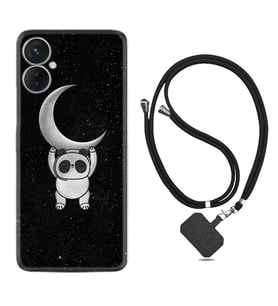 Tecno Spark 9T Kılıf Resimli Boyun Askılı İpli Desenli Silikon Series Panda Moon 1811