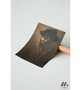 Rembrandt Şapkalı Adam Portresi, Çerçevesiz Yüksek Kalite Duvar Afişi - Sanatsever