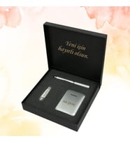 ÖZEL KUTUSUNDA VİP HEDİYELİK SET (POWERBANK+32 GB USB BELLEK+ROLLER KALEM) (Metal)