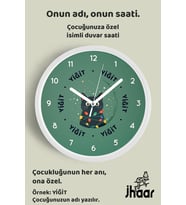 İsme Özel Yılbaşı Çocuk Odası Duvar Saati Orta Boy 30 cm Beyaz Camlı Sessiz