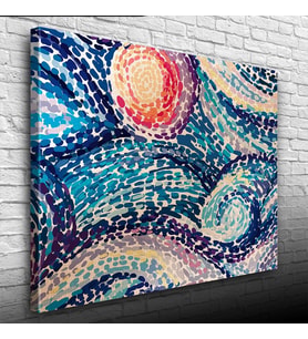 Soyut Çalışma, Mavi ve Kırmızı Tonlarda Kanvas Tablo 50 x 70