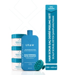Hair Scrub Saç Derisi Peeling Seti  Scrub + Detox Şampuan + Tarak